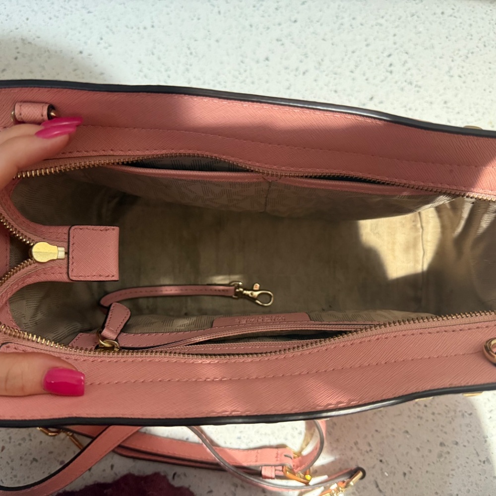 Authentic Michael Kors Studded Leather Satchel (P… - image 4